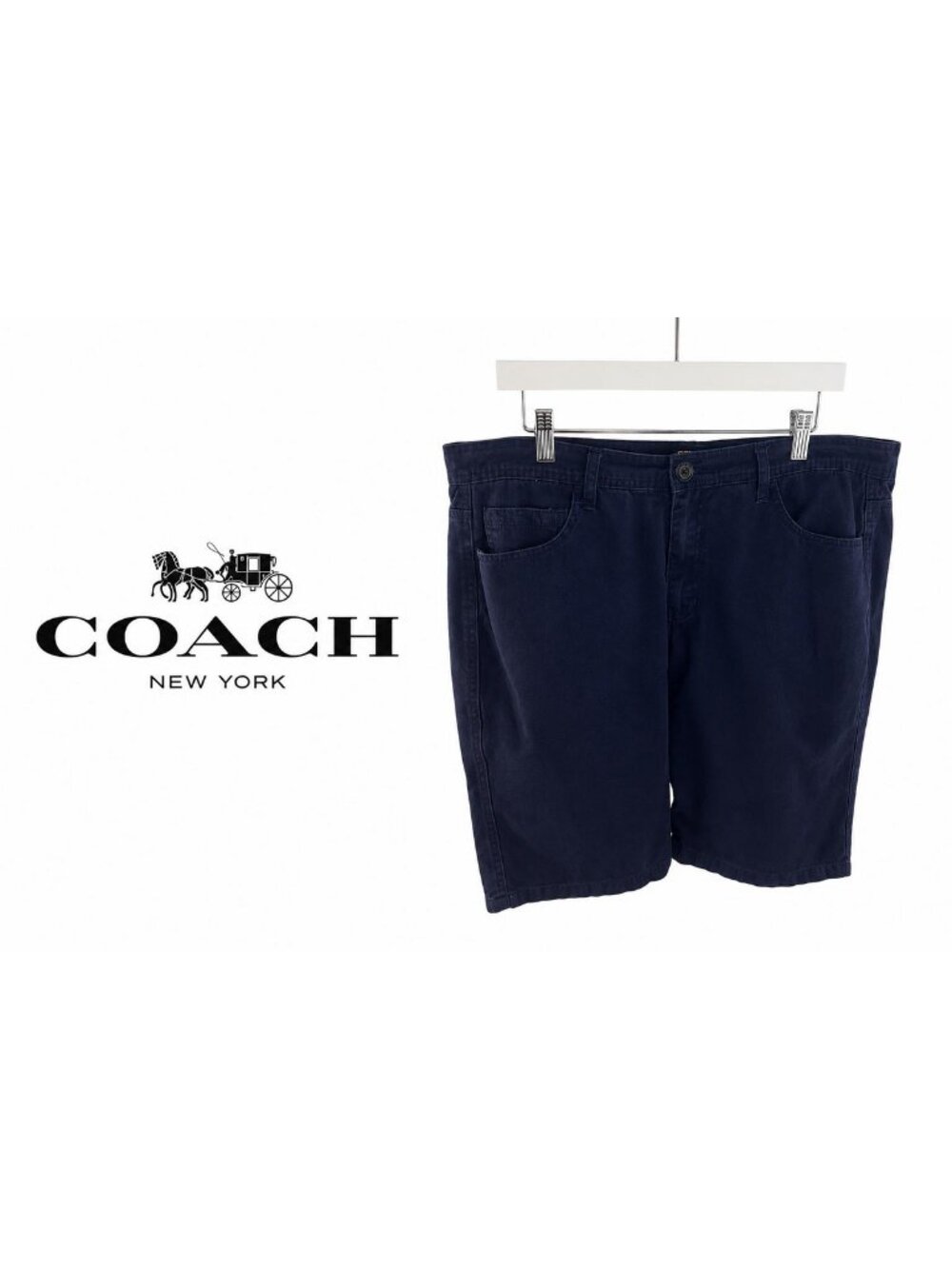 Coach Men's Navy Bermuda Shorts Size 38